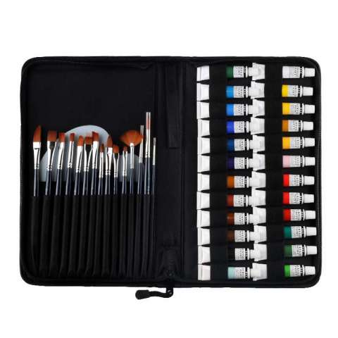 24colors artist acrylic paint kit brush set supplies