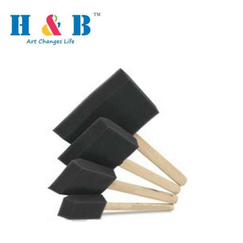 4pcs wooden handle black foam paint brush